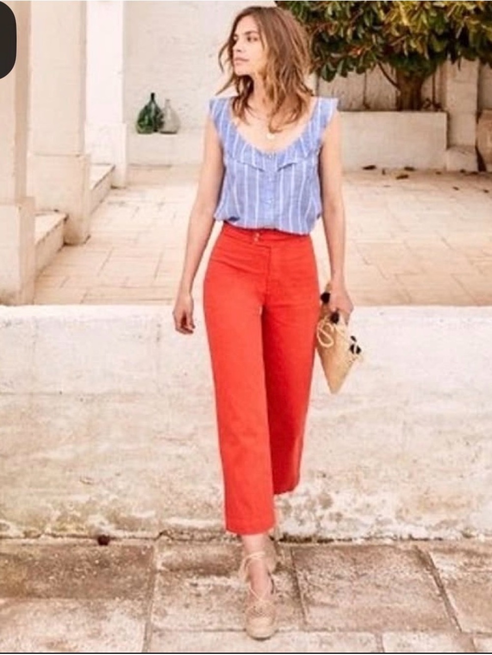 Sezane June High-Waist Crop Pants